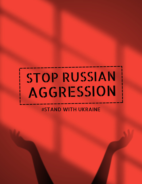 Stand with Ukraine Against Russian Aggression Flyer 8.5x11in – шаблон для дизайна