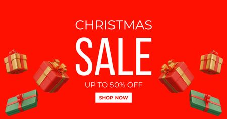 Platilla de diseño Christmas Holiday Gifts Sale Red Facebook AD