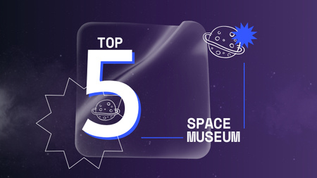 Ontwerpsjabloon van Youtube Thumbnail van Top 5 ruimtemuseum