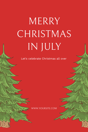 Christmas Party in July with Christmas Tree Flyer 4x6in Design Template