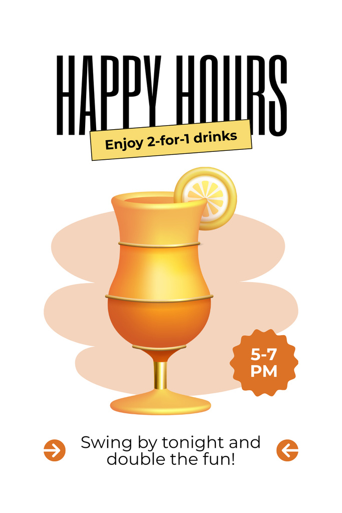 Plantilla de diseño de Happy Hour Announcement at Bar Pinterest 