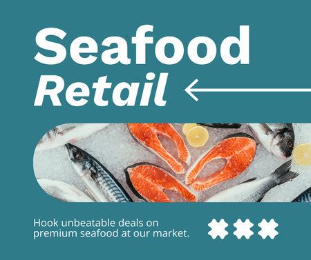 Designvorlage Anzeige des Meeresfrüchte-Einzelhandels auf dem Fischmarkt für Facebook