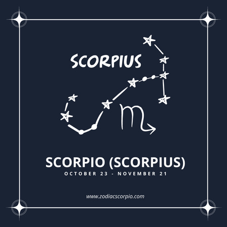 Ontwerpsjabloon van Instagram van zodiak teken van schorpioen in het blauw