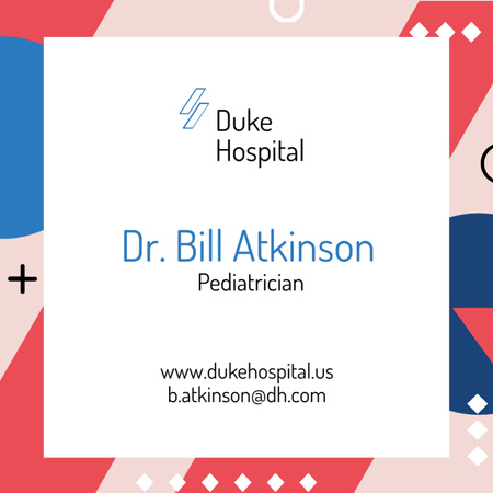 Information Card of Doctor Pediatrician Square 65x65mm Design Template