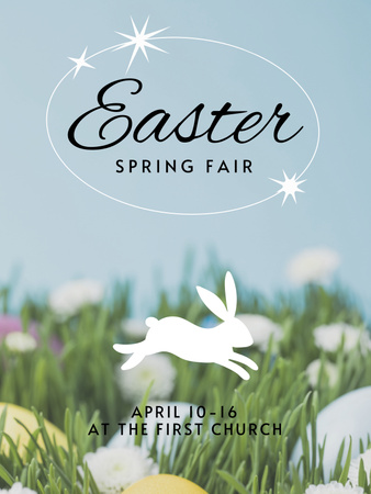 Easter Holiday Fair Announcement on Blue Poster 36x48in Design Template
