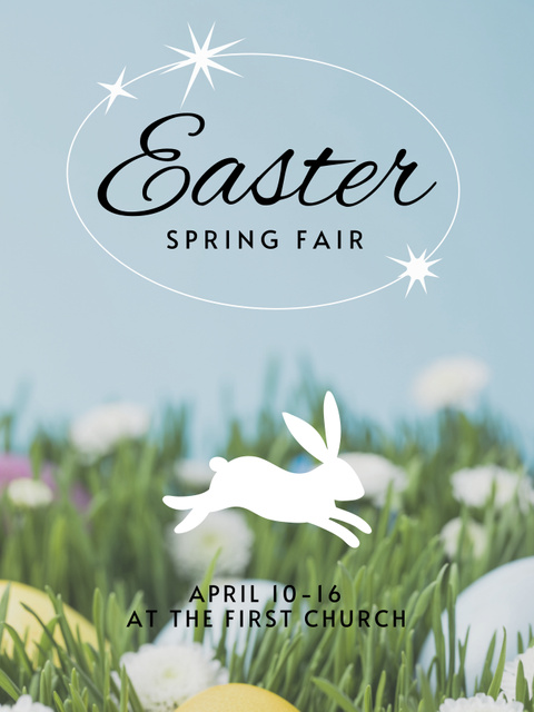 Easter Holiday Fair Announcement on Blue Poster 36x48in Design Template