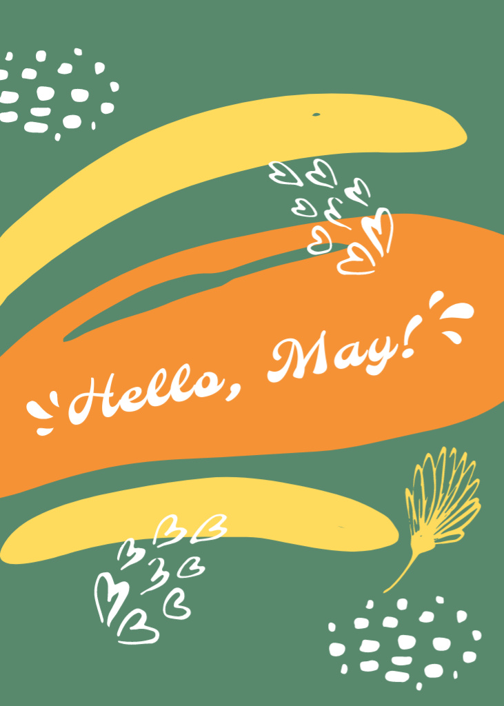 Colorful Blots And May Day Celebration Postcard 5x7in Vertical – шаблон для дизайна
