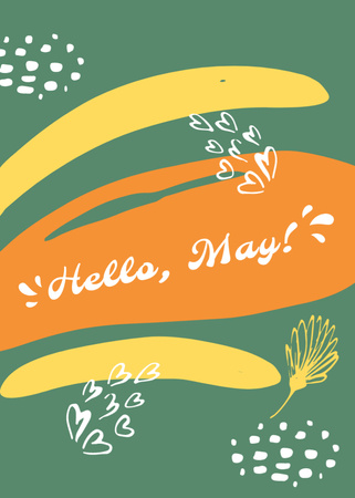 Plantilla de diseño de Blots coloridos y celebración del Primero de Mayo Postcard 5x7in Vertical 