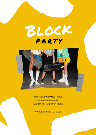 Party Announcement with Skateboard and Boombox Flayerデザインテンプレート