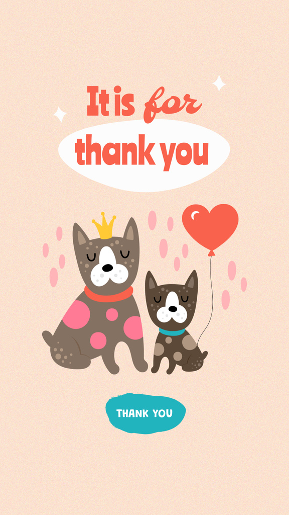 Cute Cartoon Dogs with Heart Instagram Story Design Template
