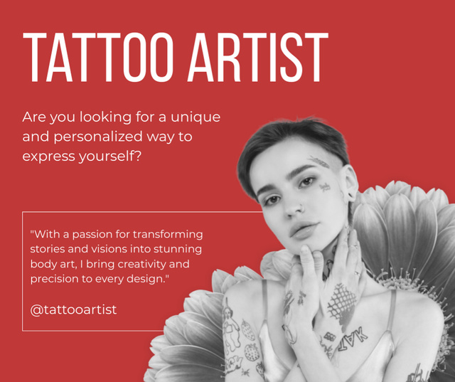 Ontwerpsjabloon van Facebook van Personalized Tattoos From Artist Offer