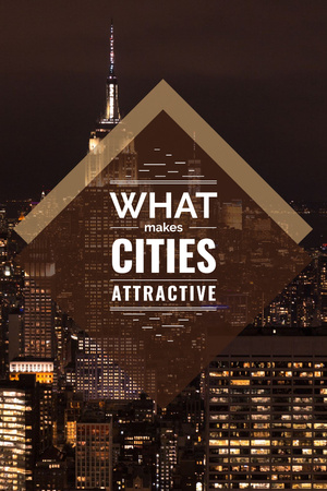Ontwerpsjabloon van Pinterest van City Guide with Night Skyscraper Lights