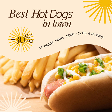 A város legjobb hot dogjainak kínálata Instagram tervezősablon