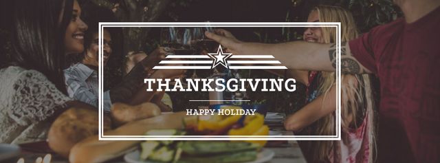 Ontwerpsjabloon van Facebook cover van Family on Thanksgiving Dinner
