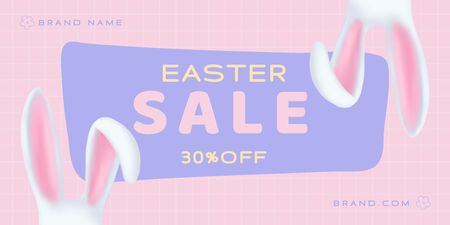Easter Sale Advertisement with Rabbit Ears Twitter Design Template