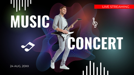 Modèle de visuel Annonce de concert de musique avec guitariste - Youtube Thumbnail