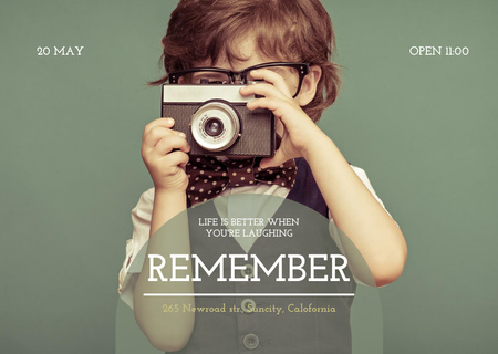 Template di design Motivational Quote with Little Boy on Green Flyer A6 Horizontal