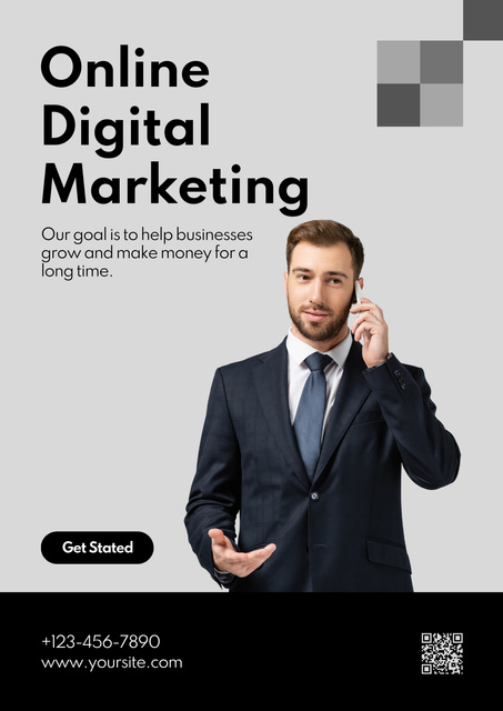 Professional Digital Marketing Services Promotion With Qr-Code Poster – шаблон для дизайну