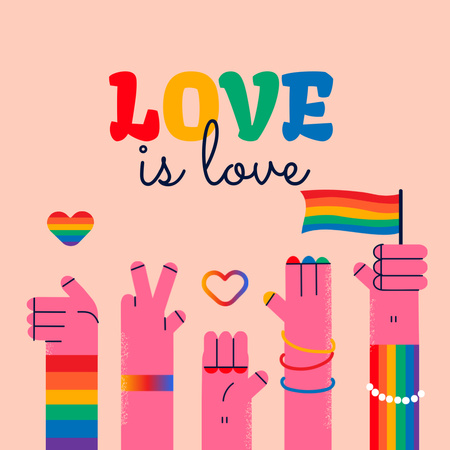 Valentine's Day Holiday Greeting with LGBT Couple Animated Post Šablona návrhu