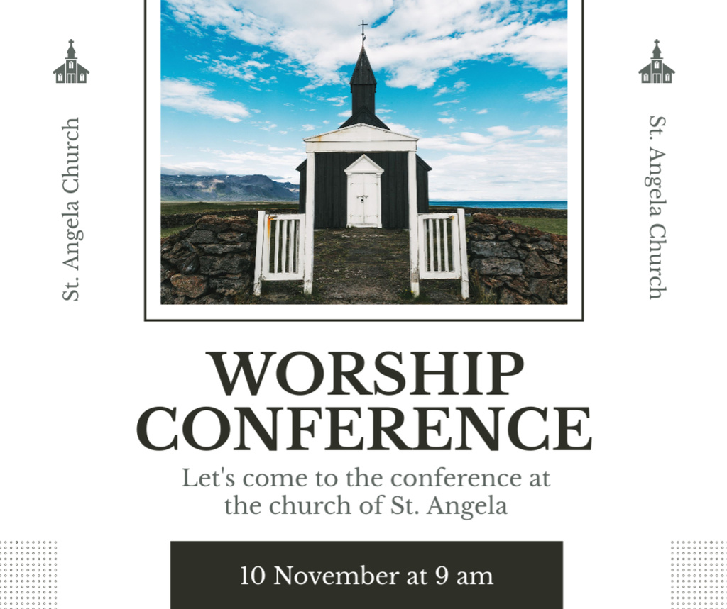 Ontwerpsjabloon van Facebook van Worship Conference in Church
