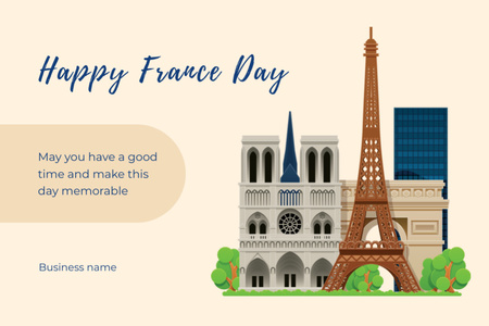 Template di design giornata nazionale della francia Postcard 4x6in