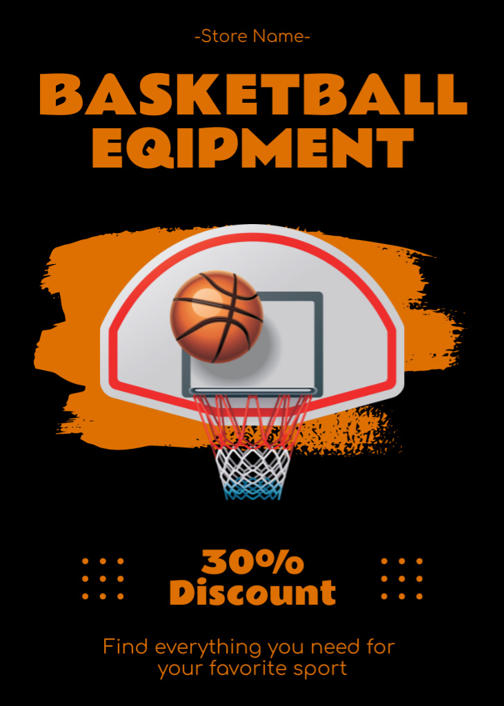Plantilla de diseño de Basketball Backboard and Ball fo Sport Shop Equipment Ad Flayer 