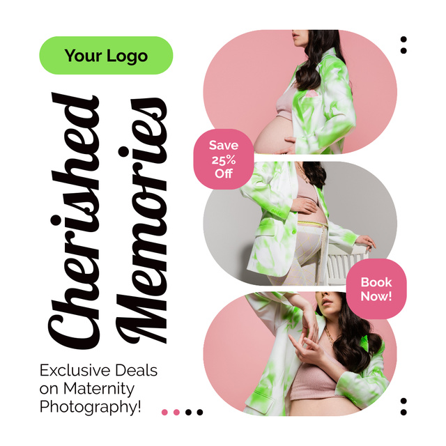Discount on Maternity Photo Shoot for Pleasant Memories Instagram ADデザインテンプレート