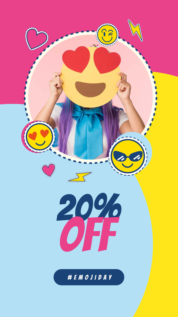 Emoji Day Special Discount Offer Instagram Story Modelo de Design