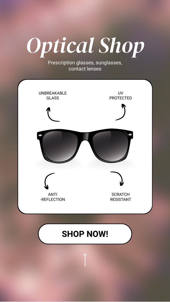 Ontwerpsjabloon van Instagram Story van Optical Store Promo with Quality Sunglasses