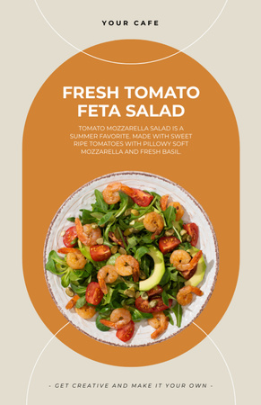 Friss paradicsomos feta saláta ajánlat Recipe Card tervezősablon