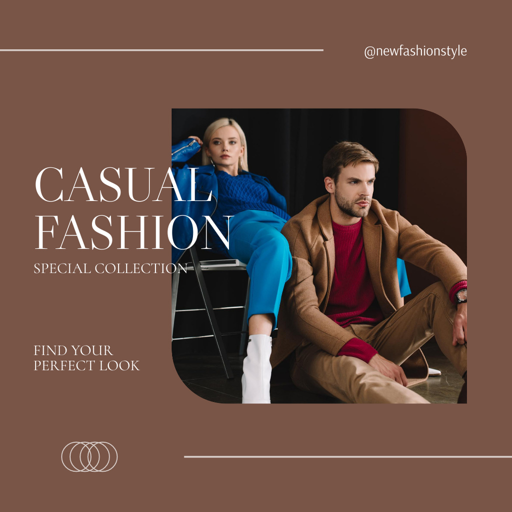 Casual Fashion Collection Brown Instagram Tasarım Şablonu