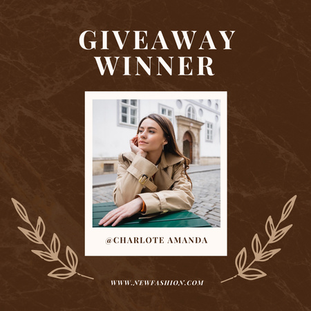 Giveaway Winner with Young Woman Instagram Design Template
