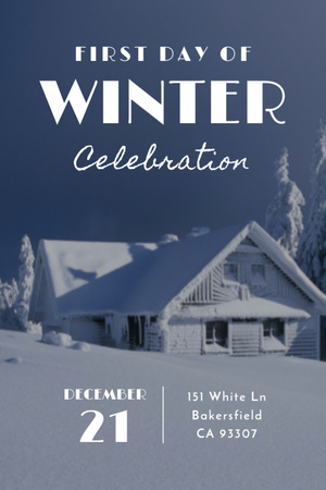First Day of Winter Celebration in Cute Snowy Forest Flyer 4x6in Modelo de Design