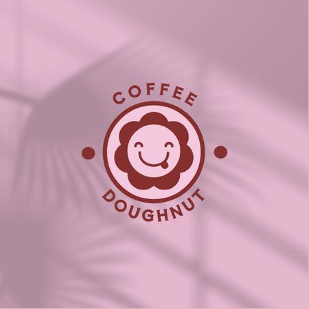 Cafe Ad with Doughnut Logo Tasarım Şablonu