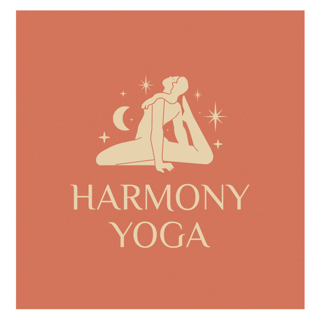Yoga Classes Ad with Woman Meditating Logo 1080x1080pxデザインテンプレート