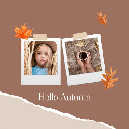 Romantic Greeting of Autumn with Cup of Tea Instagram Design Template