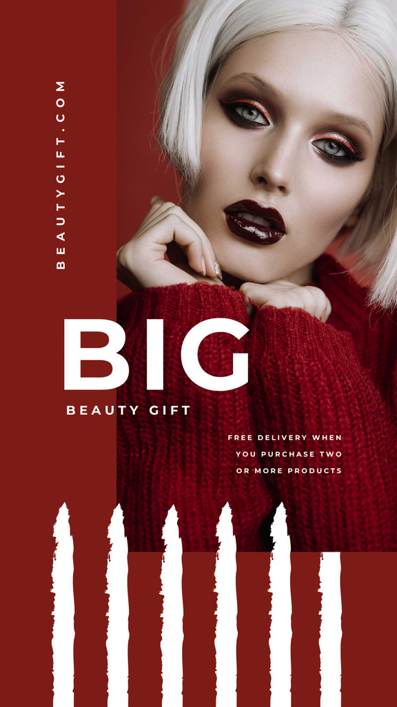 Ontwerpsjabloon van Instagram Story van Beauty Product Gift And Professional Makeup