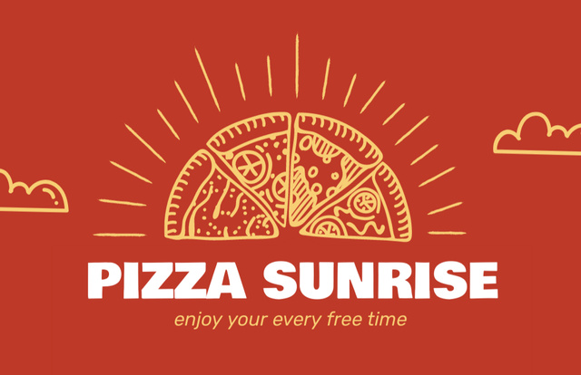 Szablon projektu Pizzeria Emblem with Pizza Slices Business Card 85x55mm