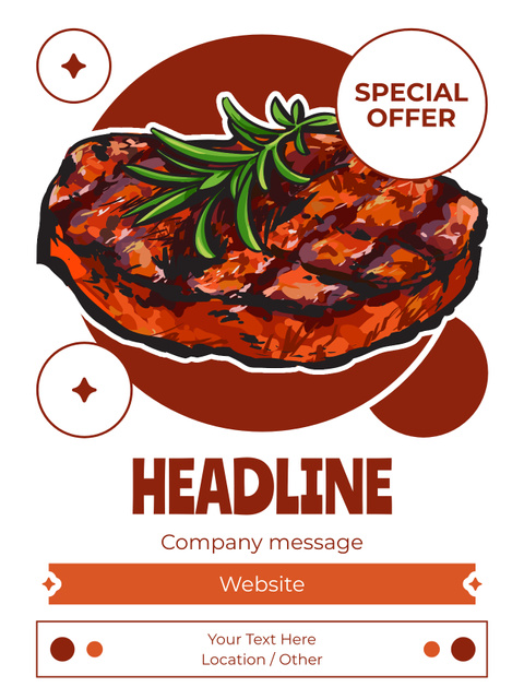 Special Offer with Delicious Steak Poster US Design Template