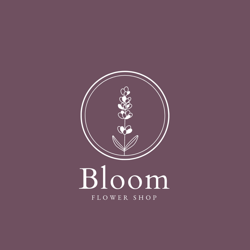 Flower Shop Services Ad with Illustration of Blooming Flower Logoデザインテンプレート