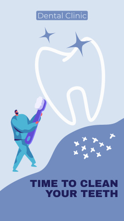 Diş Fırçasını tutan Doktor ile Diş Kliniği Reklamı Instagram Video Story Tasarım Şablonu
