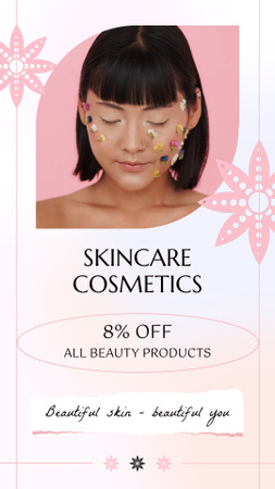 Skincare Cosmetics Offer With Discount On Women’s Day Instagram Video Storyデザインテンプレート