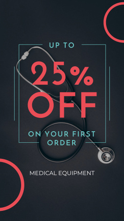Clinic Promotion with Medical Stethoscope Instagram Story Modelo de Design