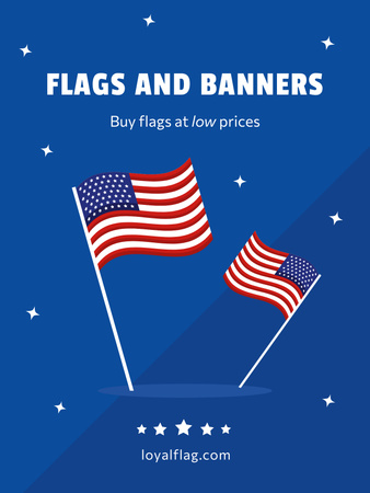 USA Independence Day Sale Announcement with Flags Poster US Design Template