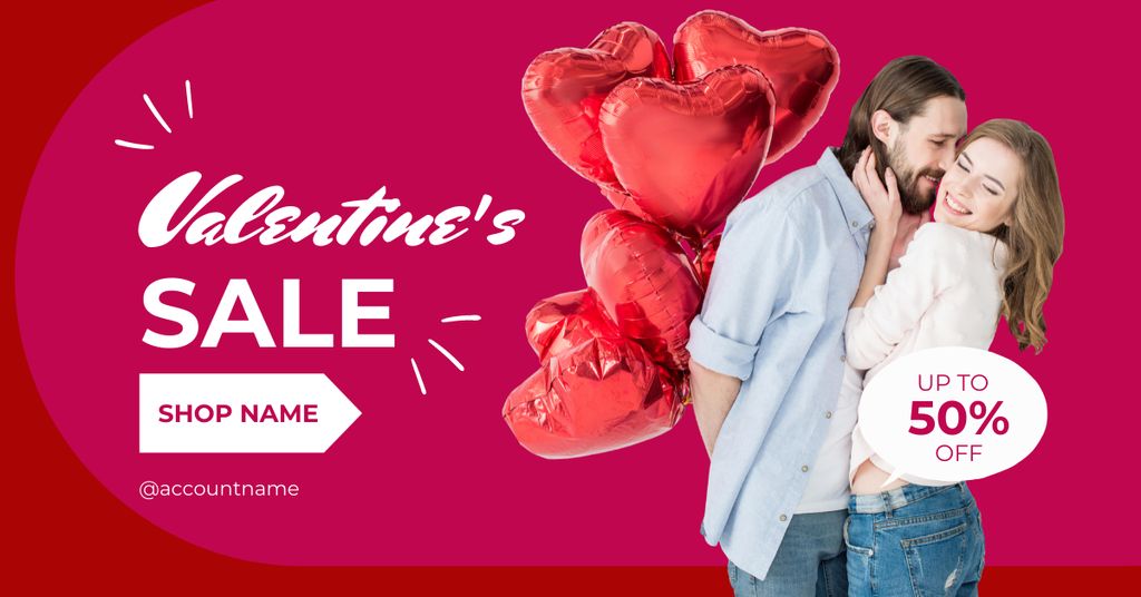 Ontwerpsjabloon van Facebook AD van Valentine's Day Shopping Spree