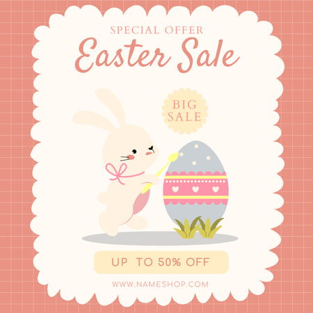 Modèle de visuel Special Offer for Easter Sale with Cute Bunny and Colored Egg - Instagram