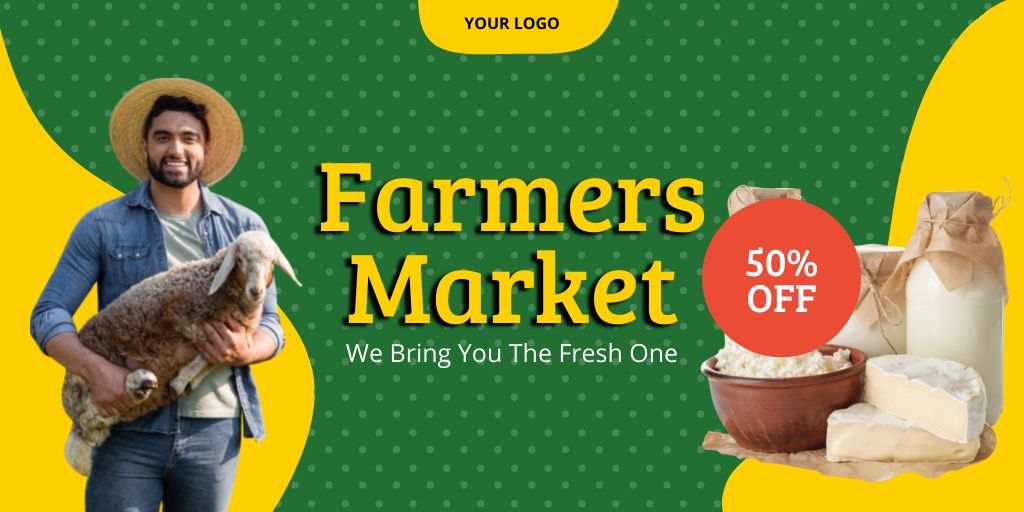Discount on Dairy Products from Farm Twitter Design Template