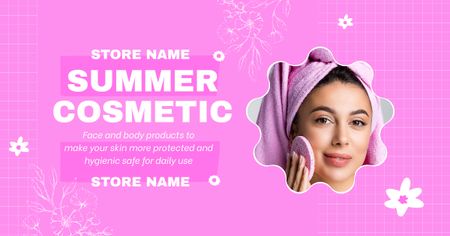 Summer Cosmetics and Skincare Goods Facebook AD Design Template