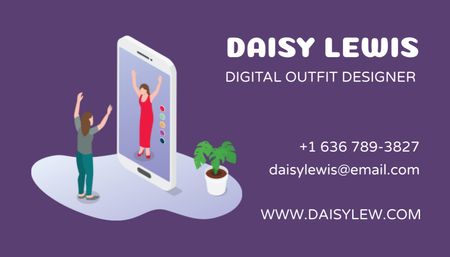 Szablon projektu Digital Outfit Designer Services With Smartphone Business Card US