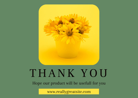 Platilla de diseño Thank You Message with Yellow Flowers in Pot Card